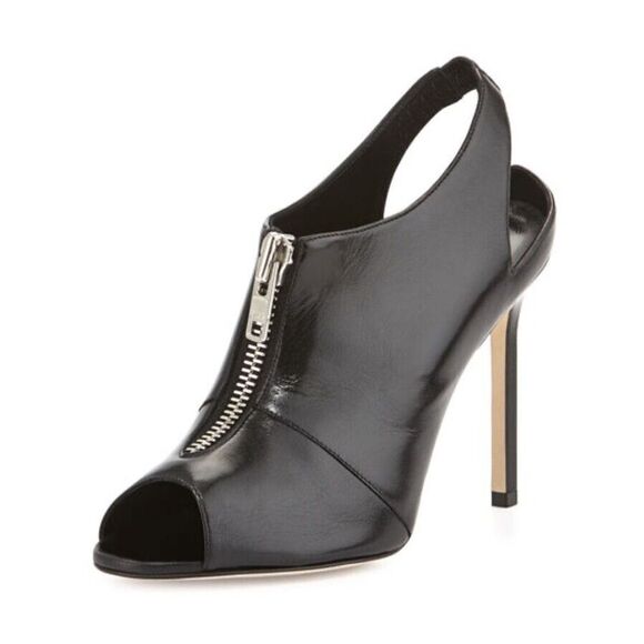 MANOLO BLAHNIK Hangisli 70 embellished satin slingback pumps  Manolo Blahnik Vella Zip-Front Slingback Bootie Black Stiletto Heels sz 37.5